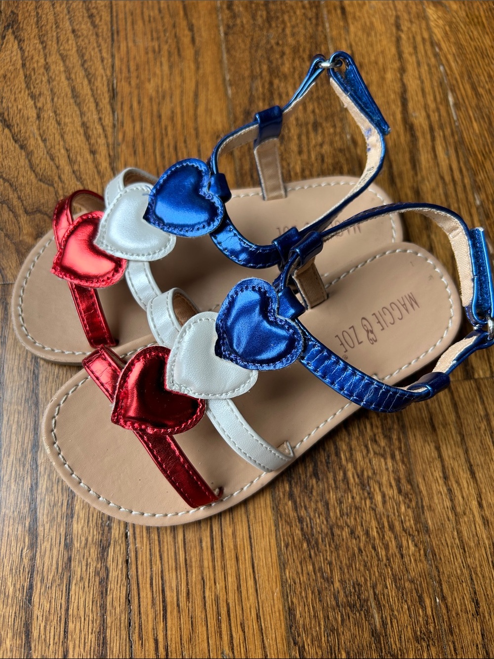 Toddler Girls Patriotic Hearts Sandals Size 9